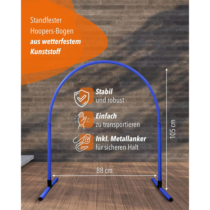 SPORTIKEL24 Superhund Hoopers Hoop – іграшка для аджиліті собак, кільця для хоперс, пластик, блакитна основа з кольоровими арками, VDH-сертифікована, гнучка, стійка до погодних умов (блакитний/жовтий)
