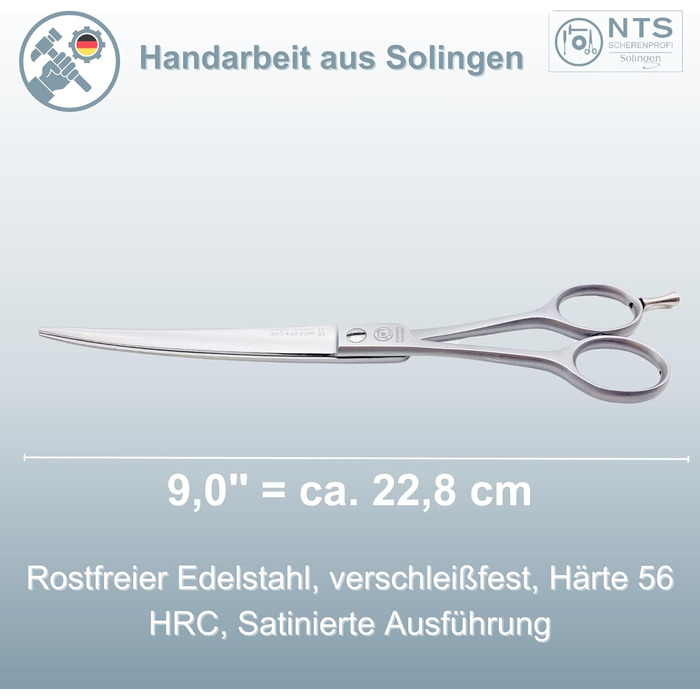 Преміум ножиці для собак NTS-Solingen, ножиці для худоби, ножиці для шерсті, ножиці для гриви, 6.0' - 9.0' (15-23 см), нержавіюча сталь, Made in Solingen Germany