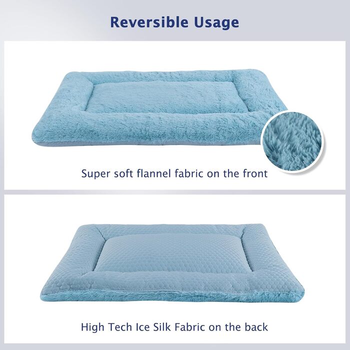 Килимок для собак BVAGSS XH080, 106x71 см, блакитний: двосторонній, прохолодний та теплий, для маленьких, середніх та великих собак