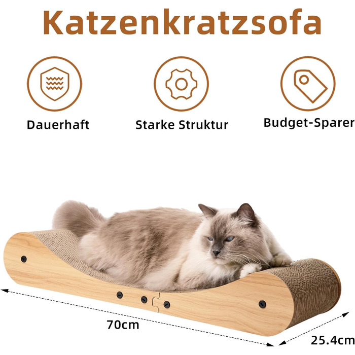 Кігтеточка для котів Nekosan, 70 см, велика, з картону, лежанка-кігтеточка