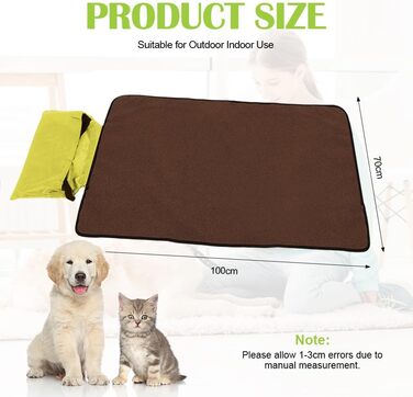 Водонепроникний килимок для собак та котів, 100x70 см (зелений)