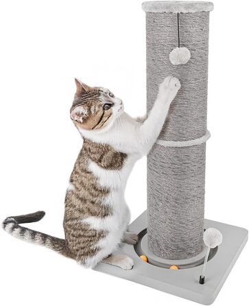 Котячий стовпчик Carla з іграшками - інтерактивна котяча іграшка для самостійних занять. Висота 82 см, діаметр 20 см, розміри 40 x 40 x 86 см, колір антрацит