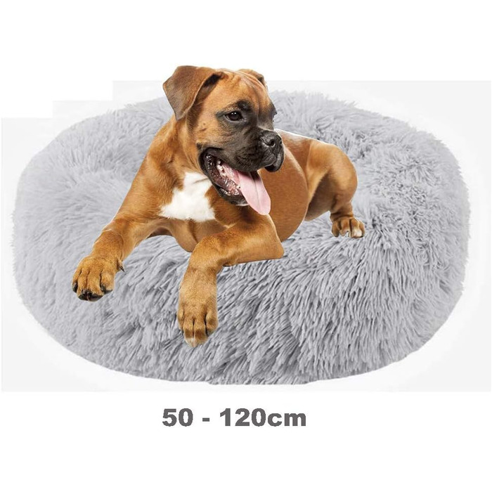 М'яке ліжко-гніздо для собак та котів, круглої форми, 80 см, сірий колір