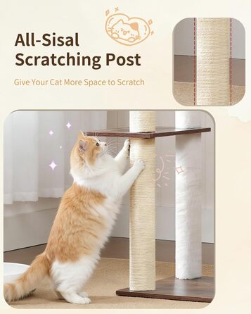 Дерев'яний котячий комплекс Heybly Kratzbaum HCT121WB (Vintage-Braun), 179 см, з будиночком, гамаком та сизалевими стовпчиками