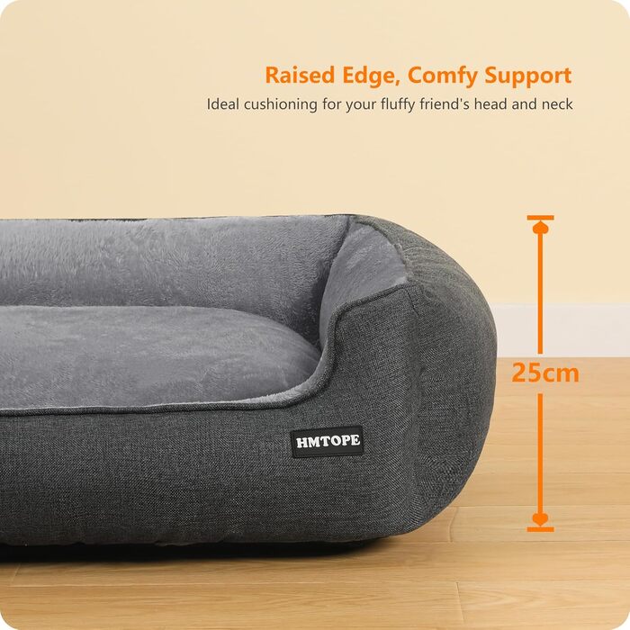 Ліжко для собак, диван-лежанка, подушка для тварин, корзинка для собак. Знімне та пральне, сірого кольору, розмір 90 x 75 x 25 см