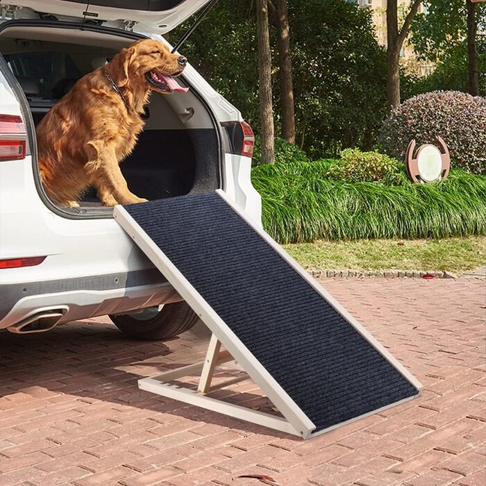 Дерев'яна рамка для тварин, регульована висота, для автомобіля, собак, з антиковзким покриттям, безпечна, для подорожей, 100x40 см, висота 30-60 см
