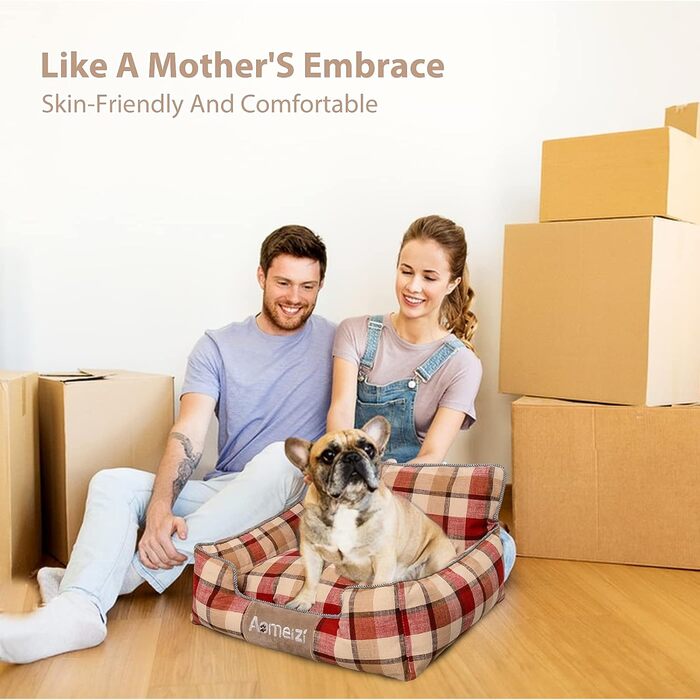 Ортопедичне ліжко для собак PETCUTE - зручне та миюче, для середніх та великих собак, з підголовником (червоне)