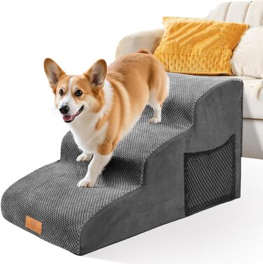 Сходинки для собак Masthome: 3 ступені, 40 см, для маленьких собак та котів, сірі, з губки