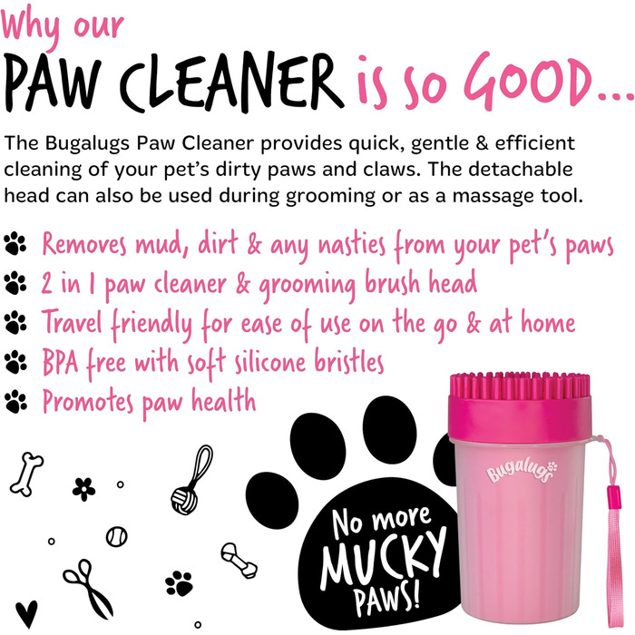 Очисник лап для собак Bugalugs: портативний душ для лап для собак та котів (середній)