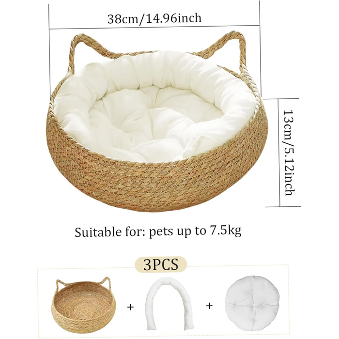 Кігтеточка-гніздо для котів Obelunrp, 43 см, кругленьке, з м'яким подушечком, стійке до подряпин, для дому, підходить для великих котів (середнього розміру)