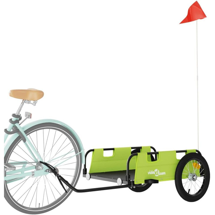 Причіп для велосипеда, причіп для собак, зелений, з оксфордської тканини та металу. Транспортний візок для покупок, компактна упаковка, проста збірка