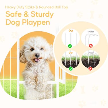 Вольєр для собак, 101,6 см, 8 панелей, міцний метал, для дому та вулиці, кемпінг, подвір'я, будинок на колесах, садовий забір, приватність, тераса, білий