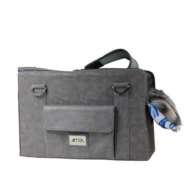 Сумка для собак MYXA Classi, переноска для собак, авіапереноска з знімною сіткою на даху (Сірий Океан, з кишенею)