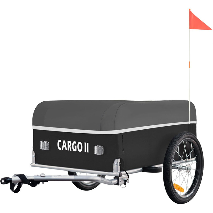 Tiggo Cargo II: вантажний велопричіп з об'ємом 130 літрів, складний, для перевезення вантажів, зелений (сірий)