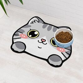 Килимок під миску для котів, сірий, 48,3 x 38,1 см - вбираючий, легко миється, швидко сохне