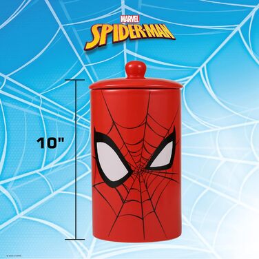 Керамічна банка для собачих ласощів Marvel Spiderman, червона, з кришкою, 10x5 см, для зберігання корму, можна мити в посудомийці