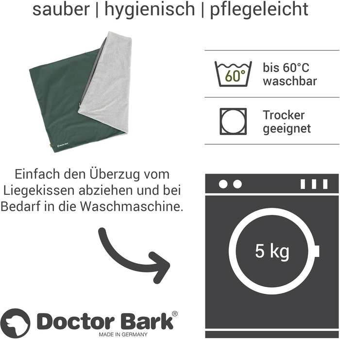 М'яке ліжко для собак великих порід Doctor Bark GreenLabel - зелене, легко миється, зручне, для комфортного сну