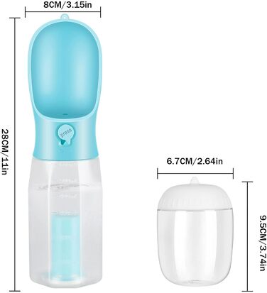Поїлка для собак Zivacate 600 мл з контейнером для корму та пакетиками для відходів - блакитна