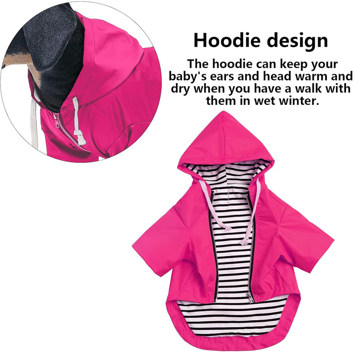 MOREZI Водонепроникний дощовик для собак з захистом лап та міцною капюшоном - Легкий для активного відпочинку - Для малих та середніх порід собак - Застібка-блискавка, регульований шнурок, блакитний, S (X-Large(Обхват грудей: 72-80 см), неоново-рожевий)