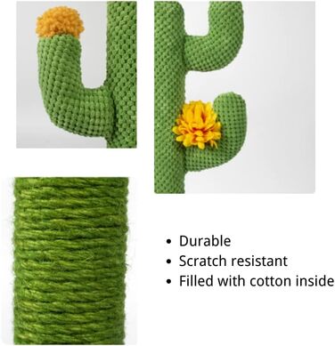 Котячий когтетоп-кактус: стабільний, з натурального сизалю, 30x60 см, зелений