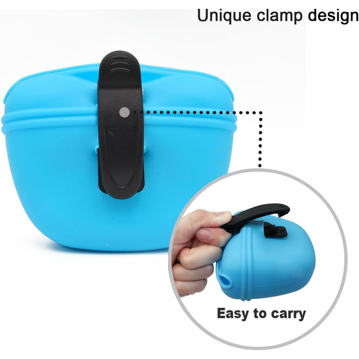 Силіконові мішечки для корму для собак, з магнітною застібкою, для прогулянок та тренувань на вулиці (1 шт., чорний та небесно-блакитний)