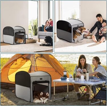 Клітка для собак Petsfit, складана, сіра, середнього розміру (68.5 x 39.5 x 56 см)