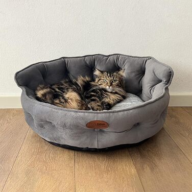 Ліжко для собак і котів King, знімний чохол, 3 розміри, машинне прання, сіре, розмір M 58 см