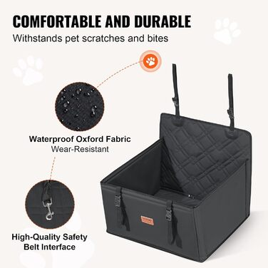 Автокрісло для собак VEVOR - водонепроникне, з підставкою, для собак до 22 кг (S, чорний)