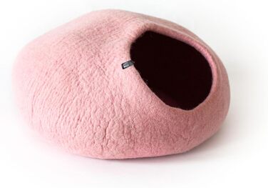 Преміум котяча печера LucyBalu® з фетру | Натуральне котяче ліжко з 100% пухкої вовни | Фетрова печера для котів ручної роботи в Непалі | Затишна печера для котів | 45x45x28 см | Білий (Рожевий)