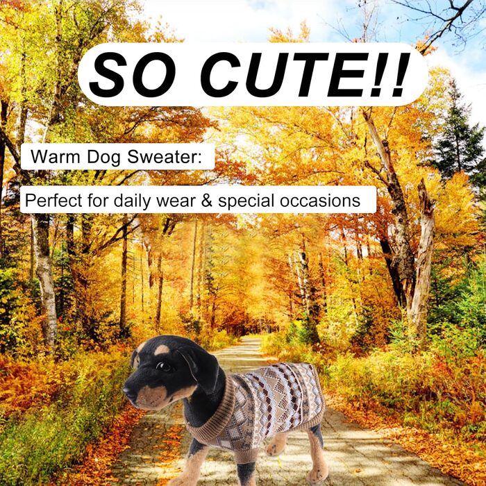 Теплий зимовий пуловер для собак, святковий новорічний пуловер для малих та середніх собак, пуловер для чихуахуа, французького бульдога (колір: коричневий, розмір: L)