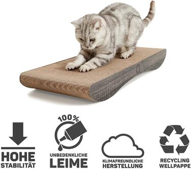 Когтеточка для котів CanadianCat Comet XL, 75x30x8 см, картон, з котячою м'ятою, темно-сіра