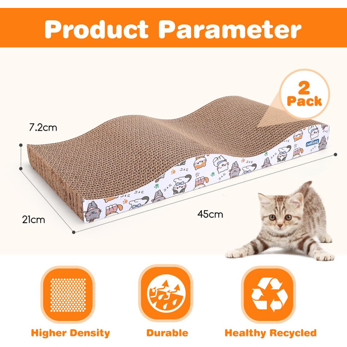 Котячі кігтеточки Nobleza (4 шт.) з м'ятою, з гофрокартону, екологічні, преміум-якість