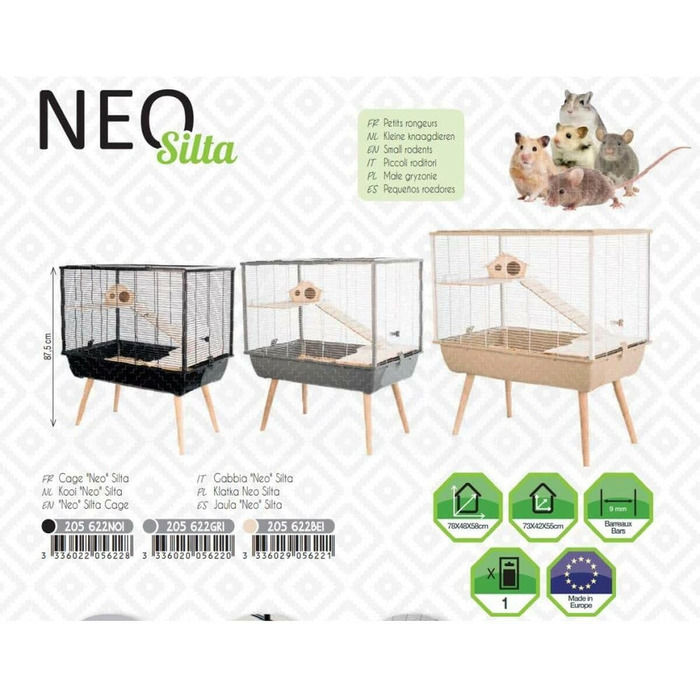 Клітка для гризунів Zolux Neo Silta мала, чорна, 77,5x47,5x87,5 см