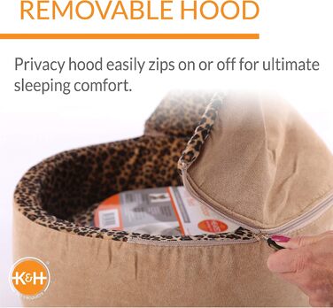 K&H PET PRODUCTS Thermo-Kitty Bett Deluxe – електричне лежанка для котів, для дому, з підігрівом, світло-коричнева з леопардовим візерунком, 50,8 см