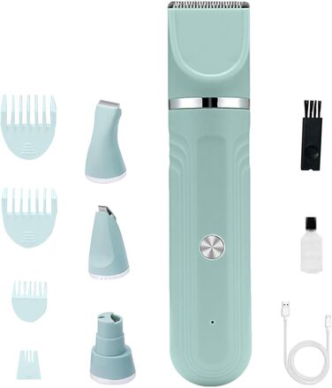 Триммер для собак | Набір для догляду за собаками 4-в-1 | Акумуляторна регульована шерсть для цуценят вдома Зелений