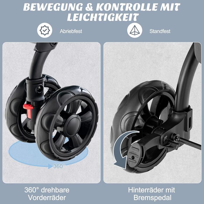 Візок для собак COSTWAY 3 в 1: візок-переноска з 2 ярусами, сітчасті вікна, кишені, подушки, Оксфорд та метал, для тварин до 16 кг, складаний, для собак, котів, домашніх тварин (Сірий)