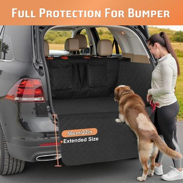 Накидка для собак у машину Gimars, 157x137 см, водовідштовхувальна, стійка до подряпин, універсальна, з передньою панеллю та оглядовим вікном, чорний & оранжевий, килимок у багажник