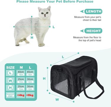 Транспортна сумка для кота/собаки PETCUTE, чорна, L, з підкладкою та плечовим ременем