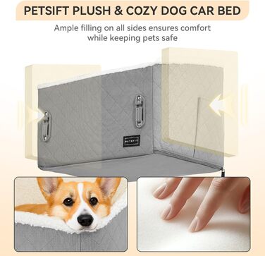 Автокрісло для собак PETFIT, 12.5 см, сіре, до 12 кг