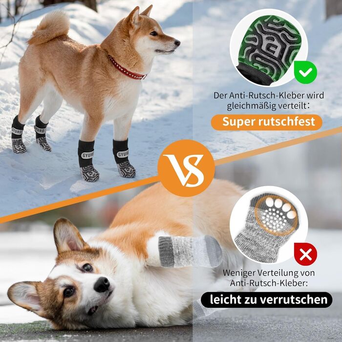 Шкарпетки для собак з антиковзким покриттям та регульованими ремінцями для захисту лап на твердих підлогах (Чорний, XL)