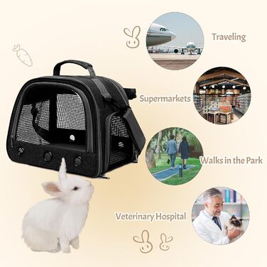 Транспортна переноска для дрібних тварин APKOL, переноска для морських свинок, кроликів, хом'яків, їжаків, (чорна)