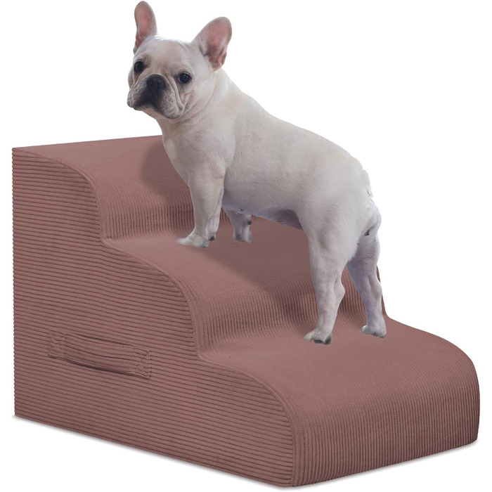 Сходинки для собак маленьких порід, 4-ступеневі, для ліжок та диванів, неслизькі, знімний чохол (рожевий)
