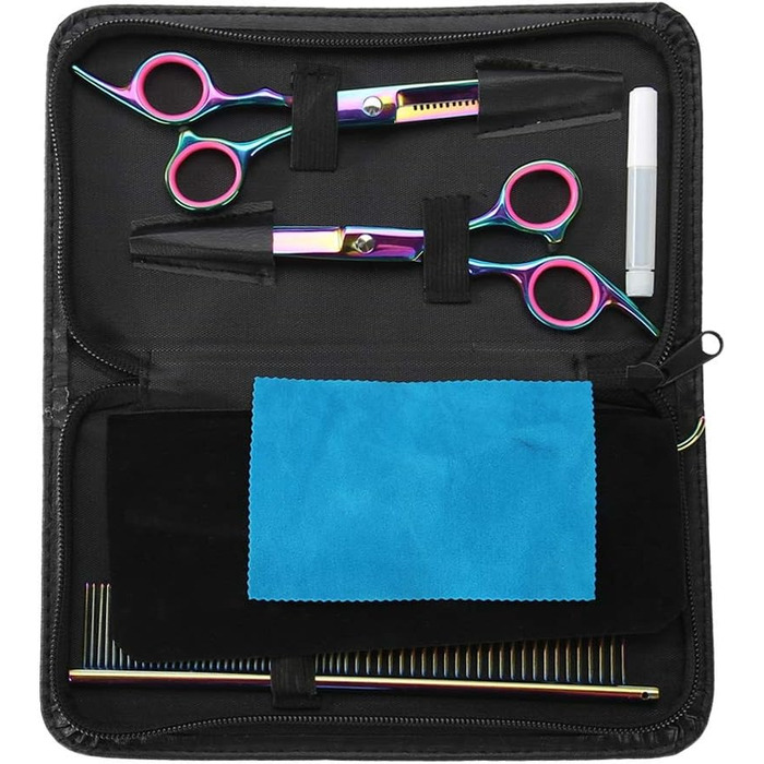 Набір професійних ножиць для грумінгу собак і котів 7-в-1, з нержавіючої сталі, для догляду за довгою та короткою шерстю