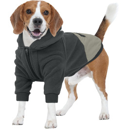 Світшот для великих собак Nanaki з капюшоном та кишенею, тепла флісова куртка для хлопчиків та дівчаток, підходить для Бульдога, зимовий одяг для собак, для дому та на вулицю (Сірий, X-Large)