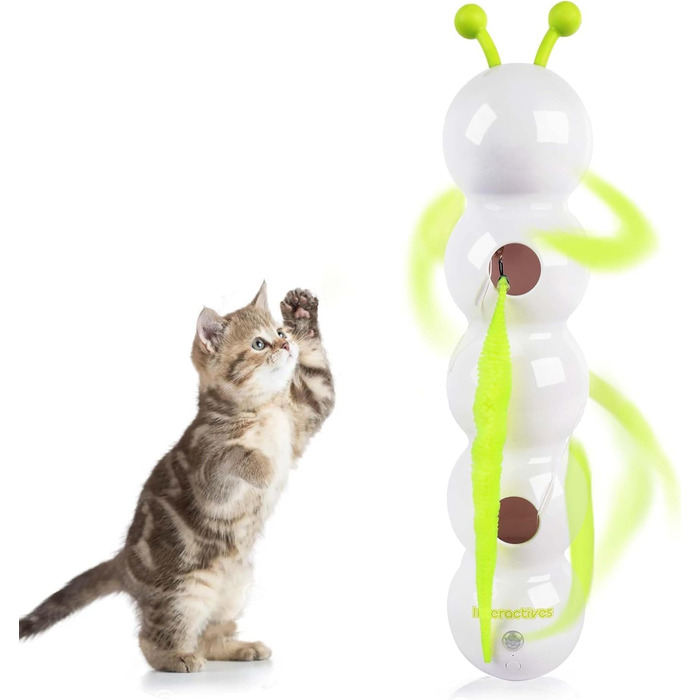 Інтерактивна іграшка для котів ALL FOR PAWS 3 в 1: метелик, м'ячики, випадкові пір'я. Автоматичний спінер для котів, іграшка-гусениця для дому.