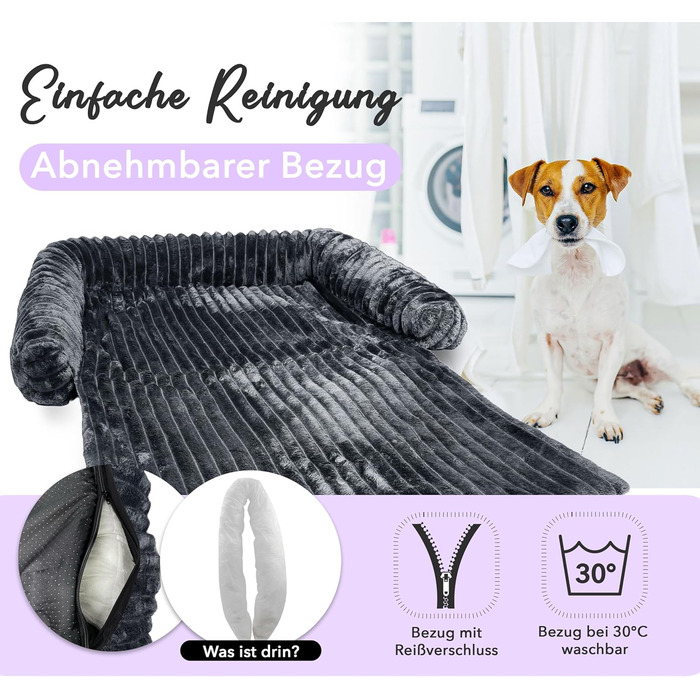 Захисний коврик для собак на диван, розмір M (102x85x12 см), антрацитовий колір. Зручний, водонепроникний, знімний чохол. Підходить для собак маленьких та середніх порід.
