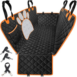 Захисна ковдра для собак у машину ALLSOPETS – водовідштовхувальна, нековзна, з сіткою, ременями безпеки та кишенею для зберігання. Підходить для заднього сидіння автомобіля, SUV, вантажівки (Помаранчевий)