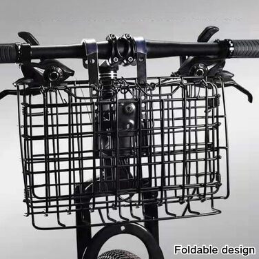 Складаний велосипедний кошик SUQ з чорною нейлоновою сумкою, сталева велосипедна корзина, для тварин, покупок, подорожей, кемпінгу та відпочинку на природі (Чорний)