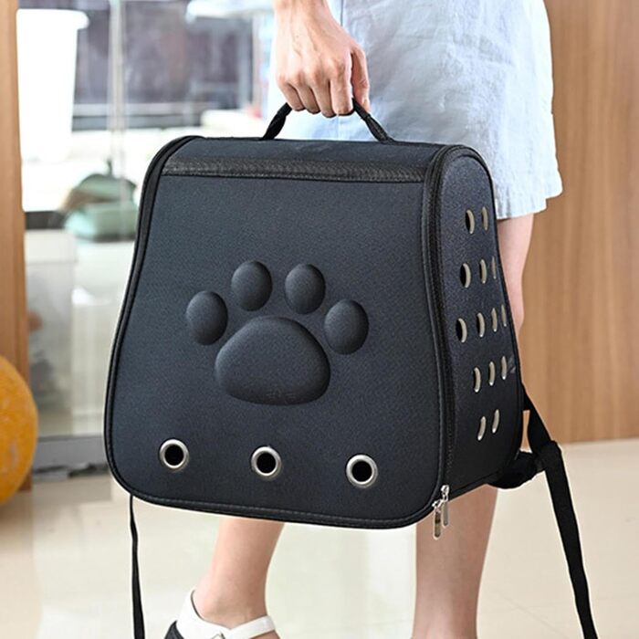 Переноска для котів та собак, чорна - легка, дихаюча, для маленьких та середніх порід