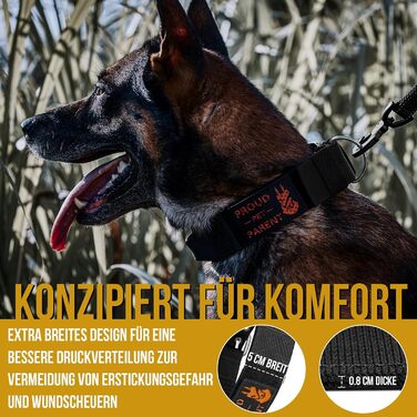 Нашийник для собак OneTigris 5 см з ручкою та патчем, чорний, розмір L